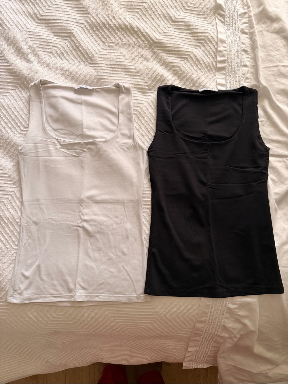 Zara Square Neck Tank Top - Black and White